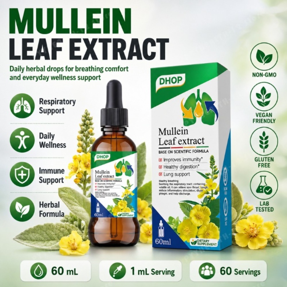 Mullein Leaf Extract Drops 60m - đánh giá và giá Herbal Wellness Liquid