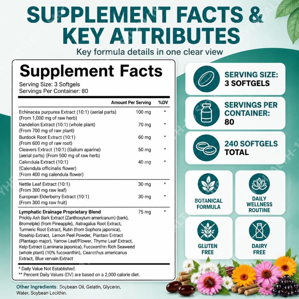 Lymphatic Drainage Capsules He - đánh giá và giá Herbal Wellness Blend